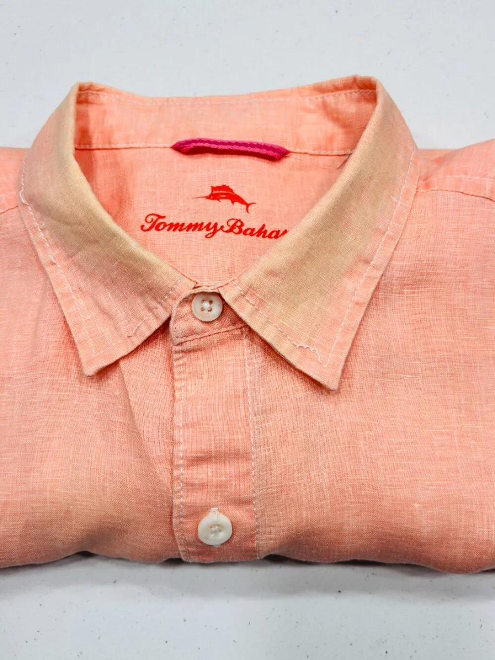 Tommy Bahama Men's Peach Linen Button Up Shirt L Long Sleeve Island Casual - Picture 2 of 10